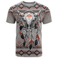 Native American Buffalo Skull T Shirt with Dream Catchers Feathers
