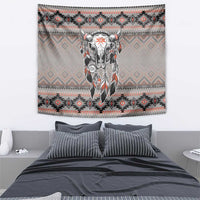 Native American Buffalo Skull Tapestry with Dream Catchers Feathers