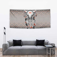 Native American Buffalo Skull Tapestry with Dream Catchers Feathers