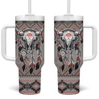 Native American Buffalo Skull Tumbler With Handle with Dream Catchers Feathers