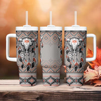 Native American Buffalo Skull Tumbler With Handle with Dream Catchers Feathers