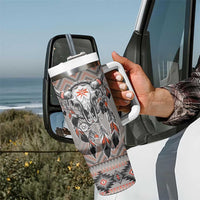 Native American Buffalo Skull Tumbler With Handle with Dream Catchers Feathers