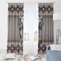 Native American Buffalo Skull Window Curtain with Dream Catchers Feathers