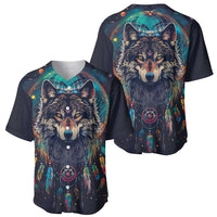 Native American Wolves Baseball Jersey with Dream Catchers Feathers