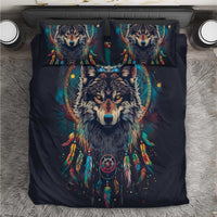 Native American Wolves Bedding Set with Dream Catchers Feathers