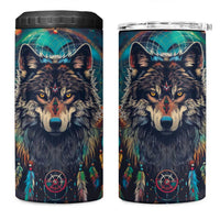 Native American Wolves 4 in 1 Can Cooler Tumbler with Dream Catchers Feathers