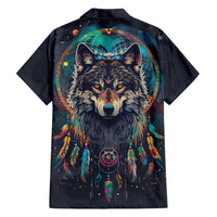 Native American Wolves Family Matching Off The Shoulder Long Sleeve Dress and Hawaiian Shirt with Dream Catchers Feathers
