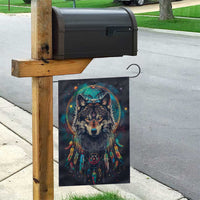 Native American Wolves Garden Flag with Dream Catchers Feathers