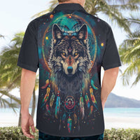 Native American Wolves Hawaiian Shirt with Dream Catchers Feathers