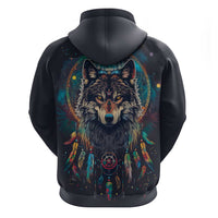 Native American Wolves Hoodie with Dream Catchers Feathers