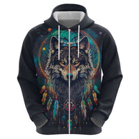 Native American Wolves Hoodie with Dream Catchers Feathers