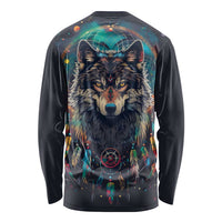 Native American Wolves Long Sleeve Shirt with Dream Catchers Feathers