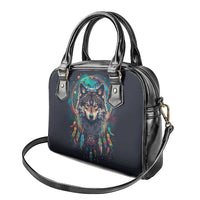 Native American Wolves Shoulder Handbag with Dream Catchers Feathers