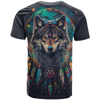 Native American Wolves T Shirt with Dream Catchers Feathers