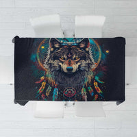 Native American Wolves Tablecloth with Dream Catchers Feathers