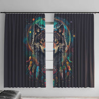 Native American Wolves Window Curtain with Dream Catchers Feathers