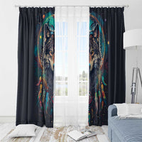 Native American Wolves Window Curtain with Dream Catchers Feathers