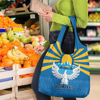 Kyrgyzstan Falcon Personalized Grocery Bag Tian Shan Mountains Rising Sun