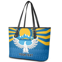 Kyrgyzstan Falcon Personalized Leather Tote Bag Tian Shan Mountains Rising Sun