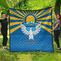 Kyrgyzstan Falcon Personalized Quilt Tian Shan Mountains Rising Sun