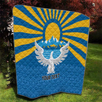 Kyrgyzstan Falcon Personalized Quilt Tian Shan Mountains Rising Sun