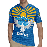 Kyrgyzstan Falcon Personalized Rugby Jersey Tian Shan Mountains Rising Sun