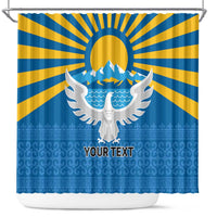 Kyrgyzstan Falcon Personalized Shower Curtain Tian Shan Mountains Rising Sun