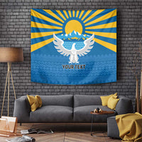 Kyrgyzstan Falcon Personalized Tapestry Tian Shan Mountains Rising Sun