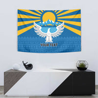 Kyrgyzstan Falcon Personalized Tapestry Tian Shan Mountains Rising Sun