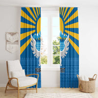 Kyrgyzstan Falcon Personalized Window Curtain Tian Shan Mountains Rising Sun
