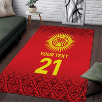 Kyrgyzstan Football Custom Area Rug Kazakh Pattern