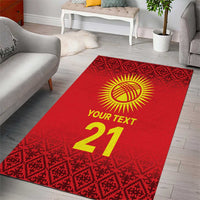 Kyrgyzstan Football Custom Area Rug Kazakh Pattern
