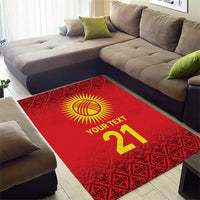 Kyrgyzstan Football Custom Area Rug Kazakh Pattern