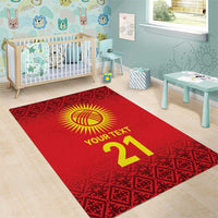 Kyrgyzstan Football Custom Area Rug Kazakh Pattern