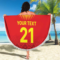 Kyrgyzstan Football Custom Beach Blanket Kazakh Pattern