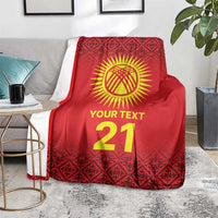 Kyrgyzstan Football Custom Blanket Kazakh Pattern
