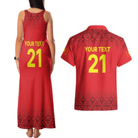 Kyrgyzstan Football Custom Couples Matching Tank Maxi Dress and Hawaiian Shirt Kazakh Pattern
