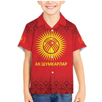 Kyrgyzstan Football Custom Family Matching Mermaid Dress and Hawaiian Shirt Kazakh Pattern