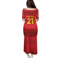 Kyrgyzstan Football Custom Family Matching Puletasi and Hawaiian Shirt Kazakh Pattern