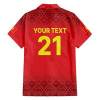 Kyrgyzstan Football Custom Family Matching Short Sleeve Bodycon Dress and Hawaiian Shirt Kazakh Pattern
