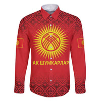 Kyrgyzstan Football Custom Family Matching Short Sleeve Bodycon Dress and Hawaiian Shirt Kazakh Pattern