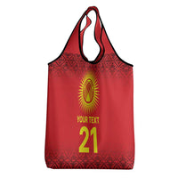 Kyrgyzstan Football Custom Grocery Bag Kazakh Pattern