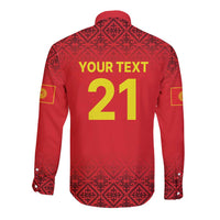 Kyrgyzstan Football Custom Long Sleeve Button Shirt Kazakh Pattern