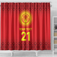 Kyrgyzstan Football Custom Shower Curtain Kazakh Pattern