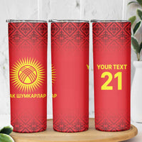 Kyrgyzstan Football Custom Skinny Tumbler Kazakh Pattern