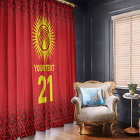 Kyrgyzstan Football Custom Window Curtain Kazakh Pattern