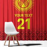 Kyrgyzstan Football Custom Window Curtain Kazakh Pattern