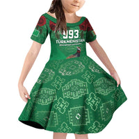 Turkmenistan 993 Custom Family Matching Off Shoulder Short Dress and Hawaiian Shirt Turkmenistan Bitaraplygyn watanydyr