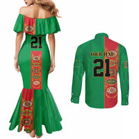 Turkmenistan Black Francolin Custom Couples Matching Mermaid Dress and Long Sleeve Button Shirt Turkmenistan Turkmenistanyn Baydagy