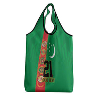 Turkmenistan Black Francolin Custom Grocery Bag Turkmenistan Turkmenistanyn Baydagy